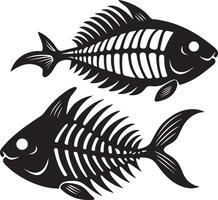 Illustration von ein Fisch Knochen Silhouette schwarz und Weiß vektor