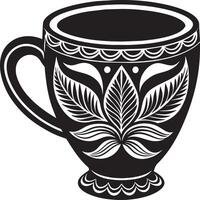 dekorativ kopp illustration svart och vit vektor