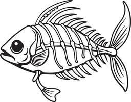 Illustration von ein Fisch Knochen Silhouette schwarz und Weiß vektor