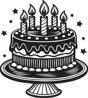 födelsedag kaka med ljus illustration isolerat på vit bakgrund vektor