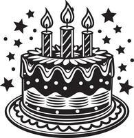 Geburtstag Kuchen mit Kerzen Illustration isoliert auf Weiß Hintergrund vektor