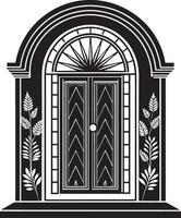 svart och vit dekorativ dörrar illustration i vit bakgrund vektor