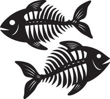 Illustration von ein Fisch Knochen Silhouette schwarz und Weiß vektor