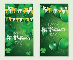 Happy Saint Patricks Day Grußkartenhintergrund mit Kleeblättern. Vektor-Illustration vektor