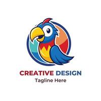 fågel stående på gren maskot logotyp design vectore vektor