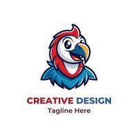 Vogel Stehen auf Ast Maskottchen Logo Design Vectore vektor
