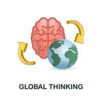 global tänkande ikon. 3d illustration från hjärna process samling. kreativ global tänkande 3d ikon för webb design, mallar, infographics och Mer vektor