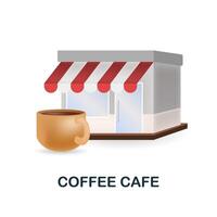 Kaffee Cafe Symbol. 3d Illustration von Kaffee Sammlung. kreativ Kaffee Cafe 3d Symbol zum Netz Design, Vorlagen, Infografiken und Mehr vektor