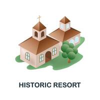 historisch Resort Symbol. 3d Illustration von Resorts Sammlung. kreativ historisch Resort 3d Symbol zum Netz Design, Vorlagen, Infografiken und Mehr vektor