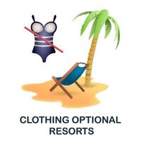 Kleidung Optional Resorts Symbol. 3d Illustration von Resorts Sammlung. kreativ Kleidung Optional Resorts 3d Symbol zum Netz Design, Vorlagen, Infografiken und Mehr vektor