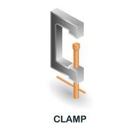 klämma ikon. 3d illustration från konstruktion instrument samling. kreativ klämma 3d ikon för webb design, mallar, infographics och Mer vektor