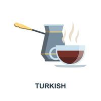 Türkisch Kaffee eben Symbol. Farbe einfach Element von Kaffee Sammlung. kreativ Türkisch Kaffee Symbol zum Netz Design, Vorlagen, Infografiken und Mehr vektor