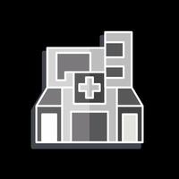 Symbol Krankenhaus. verbunden zu Stadt Symbol. glänzend Stil. einfach Design Illustration vektor