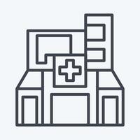 Symbol Krankenhaus. verbunden zu Stadt Symbol. Linie Stil. einfach Design Illustration vektor