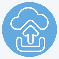 Symbol Wolke hochladen. verbunden zu Taste herunterladen Symbol. Blau Augen Stil. einfach Design Illustration vektor