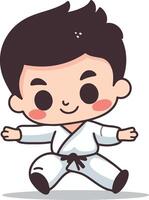 Taekwondo - - süß Karate Junge Karikatur Charakter vektor