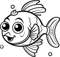schwarz und Weiß Karikatur Illustration von süß Fisch Tier Charakter Färbung Buch vektor