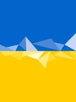 das Flagge von Ukraine ist Blau und Gelb. Vertikale National Poster mit abstrakt Dreiecke. vektor