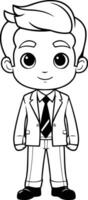 süß Junge tragen passen und Krawatte Karikatur Charakter Illustration vektor
