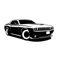 muskel bil svart och vit logotyp vektor