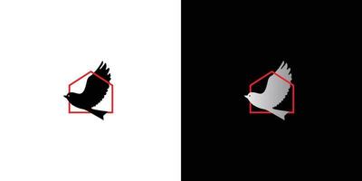 luxuriöses und elegantes Vogelhaus-Logo-Design vektor