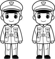 Karikatur Polizei Offizier und Polizist Figuren. vektor