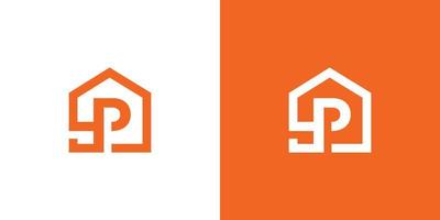 Das Anfangslogo des Buchstabens P in Form eines Hauses eignet sich für Immobilien und andere vektor