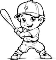 Baseball Spieler - - schwarz und Weiß Karikatur Illustration. Kunst vektor