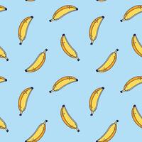 söt gul banan sömlös mönster ljus blå bakgrund i tecknad serie stil. tecknad serie banan illustration. hand dragen banan textur. mönster för barn kläder. vektor