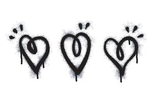 sprühen Graffiti Herz Zeichen gemalt im schwarz auf Weiß. Liebe Herz fallen Symbol. isoliert auf ein Weiß Hintergrund. vektor
