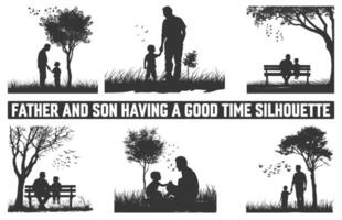 glücklich Vaters Tag, Sortiment von Vater und Sohn Silhouetten, ein Illustration feiern Vaters Tag Bilder von Vater und Kinder. vektor