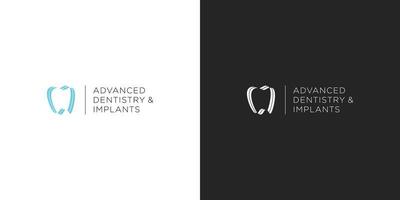 modernes und einzigartiges Logo für Zahn- und Zahnimplantate vektor
