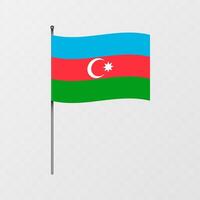 azerbaijan nationell flagga på flaggstång. illustration. vektor