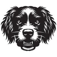 ein wütend Bretagne Spaniel Hund Gesicht Illustration im schwarz und Weiß vektor