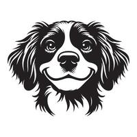 ein amüsiert Bretagne Spaniel Hund Gesicht Illustration im schwarz und Weiß vektor