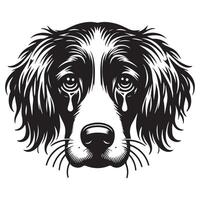 ein traurig Bretagne Spaniel Hund Gesicht Illustration im schwarz und Weiß vektor