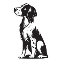 Bretagne Spaniel Nachdenken Illustration im schwarz und Weiß vektor