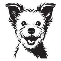 ein heiter Westen Hochland Weiß Terrier Hund Gesicht Illustration im schwarz und Weiß vektor