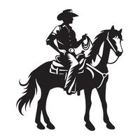 ein Cowboy Sitzung auf ein Pferd Illustration im schwarz und Weiß vektor