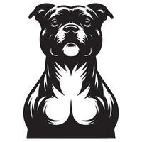 Mitarbeiter Hund - - ein stolz Staffordshire Stier Terrier Hund Gesicht Illustration vektor