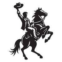 ein Cowboy steuern Pferd Illustration im schwarz und Weiß vektor