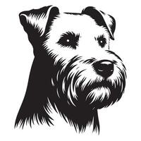 ein stoisch Westen Hochland Weiß Terrier Hund Gesicht Illustration im schwarz und Weiß vektor