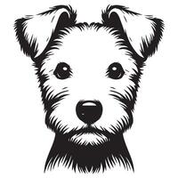 ein neugierig Westen Hochland Weiß Terrier Hund Gesicht Illustration im schwarz und Weiß vektor