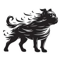 amerikanisch Staffordshire Terrier im das Wind Illustration im schwarz und Weiß vektor