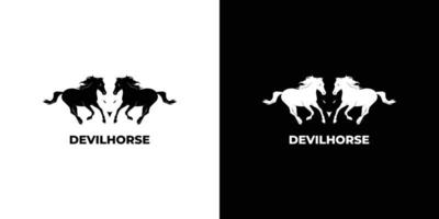 cooles und einzigartiges Teufelspferd-Logo-Design vektor