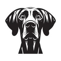 ein Ängstlich vizsla Hund Gesicht Illustration im schwarz und Weiß vektor