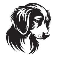 ein nachdenklich Bretagne Spaniel Hund Gesicht Illustration im schwarz und Weiß vektor