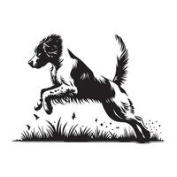 agil Bretagne Spaniel Springen Illustration im schwarz und Weiß vektor