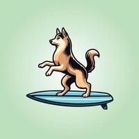 Illustration von ein norwegisch Elchhund Hund spielen Surfbretter vektor