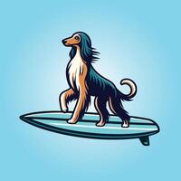 Hund spielen Surfbretter - - ein afghanisch hetzen Hund Surfen Illustration vektor